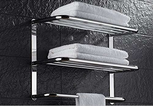 LUANT 24 Inch Bathroom Shelf 3-Tier Wall Mounting Rack with Towel Bars - color: Polished 24 Inch
