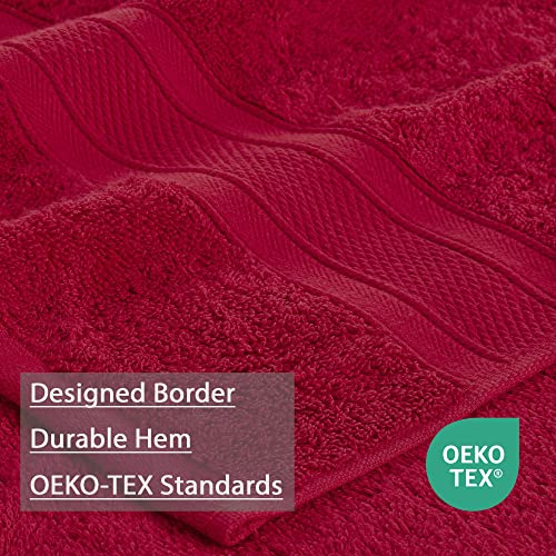 TRIDENT Bath Towel, 2 Piece Bathroom Towel, 100% Cotton, Highly Absorbent, Super Soft, Soft and Plush - Crimson Red - color: Crimson Red