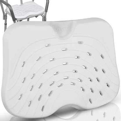 Vive Shower Seat Cushion - Comfortable Support for Pain Relief | Waterproof, Soft Padded & Non Slip for Tub Chairs, Transfer Benches, Bath Stool, Bathtubs - for Seniors, Elderly, Handicap