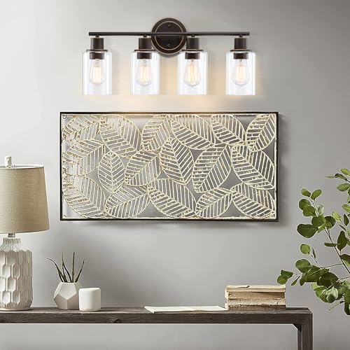 4-Light Oil Rubbed Bronze Bathroom Lighting Fixtures Over Mirror 4-Light Bathroom Vanity Light Oil Rubbed Bronze Vanity Wall Sconce Over Sink - color: Oil-Rubbed Bronze, size: 4-Light
