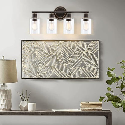4-Light Oil Rubbed Bronze Bathroom Lighting Fixtures Over Mirror 4-Light Bathroom Vanity Light Oil Rubbed Bronze Vanity Wall Sconce Over Sink - color: Oil-Rubbed Bronze, size: 4-Light