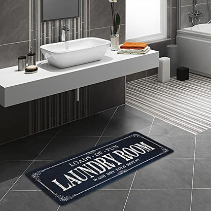 ROMAMIGO Non Slip Laundry Runner Rug - Farmhouse Kitchen Floor Mat for Mudroom and Bathroom - Black, 20 X 47 Inches - color: Black
