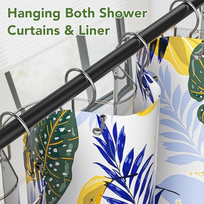 Shower Curtain Hooks, Simple Shower Curtain Rings, Sturdy Shower Curtain Hangers, Double Hook Shower Curtain Hooks, Smooth Gliding Metal Shower Hooks for Shower Curtain (Chrome, 24 Pack) - color: Chrome, size: 24 Pack