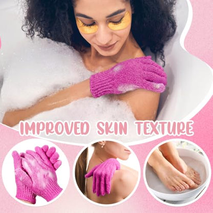 Didaey 104 Pcs Exfoliating Glove Bulk Shower Gloves with Hanging Loop Exfoliating Body Scrubber Dead Skin Remover for Body Bath Beauty Spa Massage Scrubs Men Women Bathing(Rose Red) - color: Rose Red