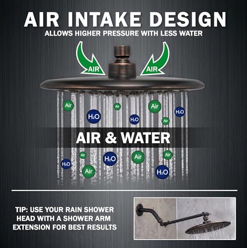 Luxury Rain Shower Head - 2.5 GPM - Oil-Rubbed Bronze | 9 Inch Large, High Flow, Overhead Rainfall Showerhead With Self-Clean Nozzles, Easy Install, Adjustable Brass Ball Joint - color: Oil Rubbed Bronze, size: 2.5 GPM