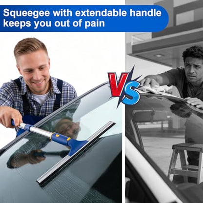 ITTAR 14 inch Rotatable Shower Squeegee for Glass Doors, Multi-Purpose Window Squeegee with Refill Rubber Blade, Bathroom Cleaner Tool for Shower Door Window Mirror Wall Car Windshield - size: 14 inch