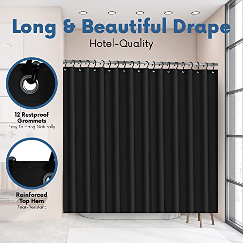 No Smell Shower Curtain Liner 72x72 Black - PEVA Plastic Shower Curtain for Bathroom, PVC-Free Waterproof Black Shower Liner with Metal Grommets and Magnet-Weighted Bottom Hem - Washable Liner - color: Black
