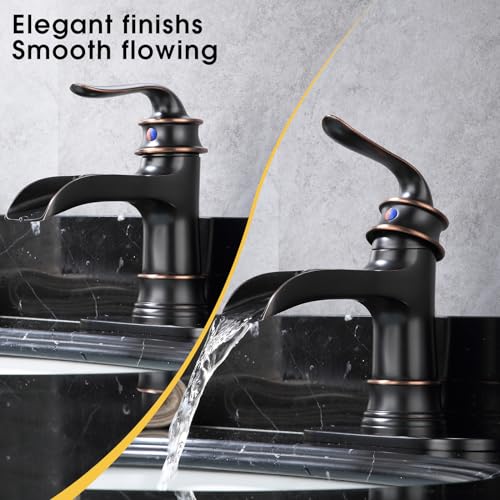 Waterfall Faucet Bathroom Faucet Single Handle One Hole Oil Rubbed Bronze Finish Large Spout Lavatory Faucets Oil Rubbed Bronze - color: Standard - Oil Rubbed Bronze - Single