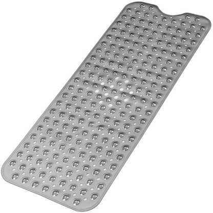 Bathtub and Shower Mats, Extra Long Non-Slip Bath Mat 39 x 16 Inch, Machine Washable Bath Tub Mat with Suction Cups & Drain Holes for Bathroom, Clear Grey - color: Clear Grey, size: 40" x 16" (Rectangular)