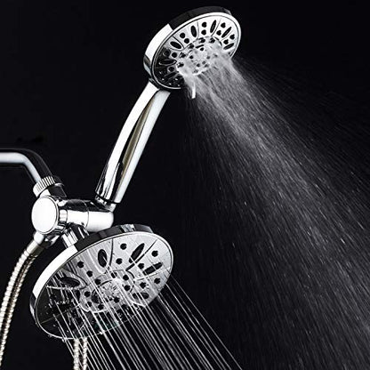 AquaDance 6" Premium High Pressure 3-way Rainfall Shower Combo Combines the Best of Both Worlds - Enjoy Luxurious Rain Showerhead and 6-setting Hand Held Shower Separately or Together! - color: Chrome