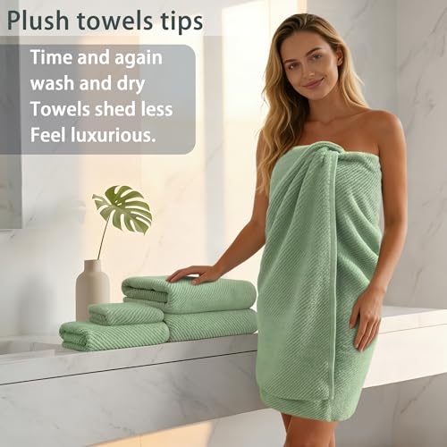 VOOVA & MOVAS 3PC Towel Set, 100% Cotton, Mint Green | 1 Large Bath 30x56 In, 1 Hand 18x28 In, 1 Wash Cloth 13x13 In, Quick Dry, Soft, Thick, Bathroom Essentials - color: Mint Green, size: 3 PC Bathroom Towel Set