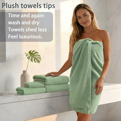 VOOVA & MOVAS 3PC Towel Set, 100% Cotton, Mint Green | 1 Large Bath 30x56 In, 1 Hand 18x28 In, 1 Wash Cloth 13x13 In, Quick Dry, Soft, Thick, Bathroom Essentials - color: Mint Green, size: 3 PC Bathroom Towel Set