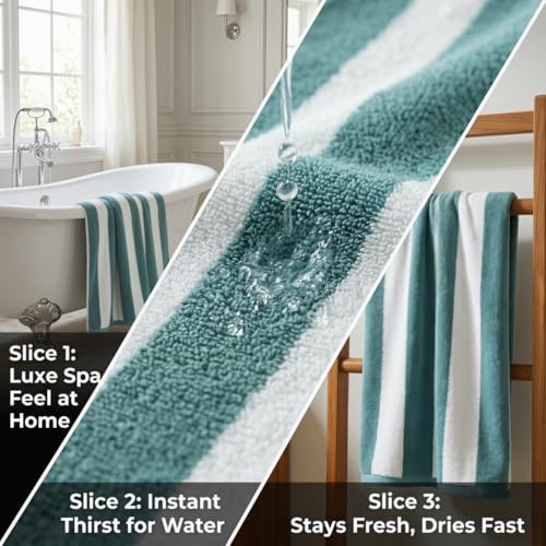 Premium 5-Piece Bath Towel Set | 100% Microfiber Ultra Soft & Quick Dry | Large Bath Towels, Hand Towels & Washcloths for Bathroom, Spa, Gym, | 1 Bath, 2 Hand, 2 Washcloths | Green - color: Green, size: 5 Pcs