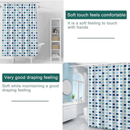 Shower Curtain Liner, 100% Waterproof Peva Shower Curtains with 3 Duty Heavy Bottom Magnets and 12 Rust Proof Grommets, 72x72 Weighted Shower Liner for Shower Stall, Bathtubs - color: Blue Green Square