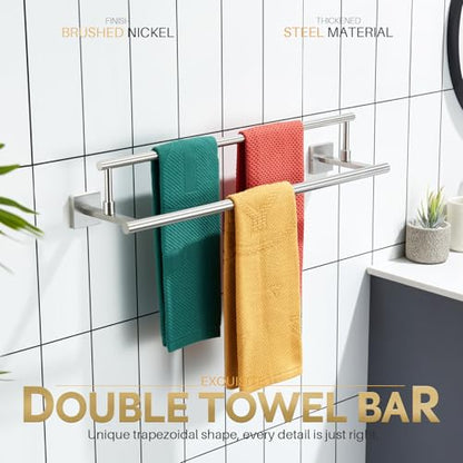 KOKOSIRI Hand Towel Holder Brushed Nickel Bathroom Rack 20-Inch Double Bath Towel Bars Rails for Garage Kitchen Stainless Steel B5009BR-L20 - color: Brushed Nickel, size: 20-Inch