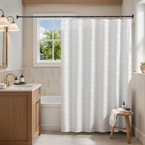 jinchan Black and White Shower Curtain Inky Moss Black Herringbone Chevron Zig Zag Waterproof Fabric Modern Farmhouse Shower Curtains for Bathroom with 10 Hooks 60 Inch Stall 60x72 Inches - color: Inky Black, size: 60"W x 72"L (Pack of 1)