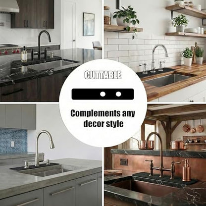 Absorbent Kitchen Sink Faucet Mat for 2-Hole 8" On-Center Faucets 30"x5.5" | Fits Sink with Soap Dispenser, Air Gap or Side Sprayer - Cuttable Drip Catcher Splash Guard for Irregular & 3, 4 Hole Sinks - size: 30"Lx5.5"W 8'' on center