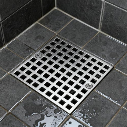 4" Matte Silver Shower Drain Cover, 304 Stainless Steel Square Floor Drain Cover Replacement, Drain Strainer and Hair Catcher for Showers, Bathrooms, and Sinks - color: Sliver