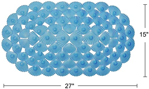 Linfevisi Bathtub Mat Non Slip, Oval Bath Mat for Tub with Suction Cups and Drain Holes, Machine Washable Tub Shower Mats for Bathroom 27 x 15 Inches, Phthalate Latex Free (Blue) - color: Blue