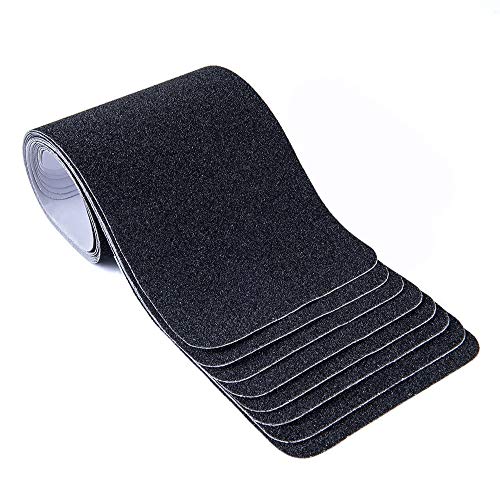 Wild Tribe Pack of 8 Non-Slip Safety Step Tapes Wood Stair Treads Floor Track Sticker 80 Grit for Skateboard & Outdoor & Staircase, Black (6"x24", Black)