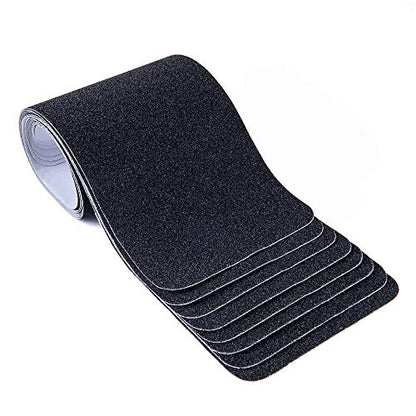 Wild Tribe Pack of 8 Non-Slip Safety Step Tapes Wood Stair Treads Floor Track Sticker 80 Grit for Skateboard & Outdoor & Staircase, Black (6"x24", Black)