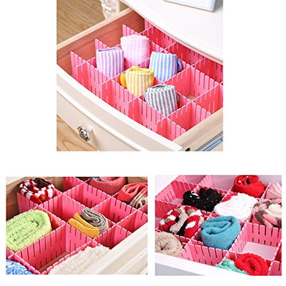 8pcs DIY Plastic Drawer Organizer Adjustable Drawer Dividers for Home Tidy Closet, Socks, Underwear, Office School Supplies, Kitchen Utensil Tools (Pink) - color: Pink