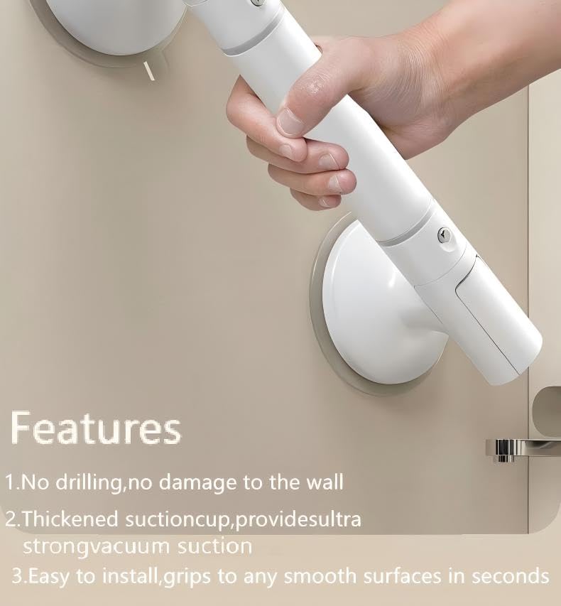 Portable Vacuum Suction Cup handrail, Adjustable handrail for bathrooms and Stairs Without Drilling, Safety assistive Handle for The Elderly at Home, Easy to Move.