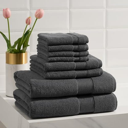 Ted Baker 8-Pc Towel Set, 2 Bath 2 Hand 4 Washcloths 100% Cotton Dark Grey - color: Grey, size: 8 pc Towel Set - 2 Bath, 2 Hand, 4 Washcloths