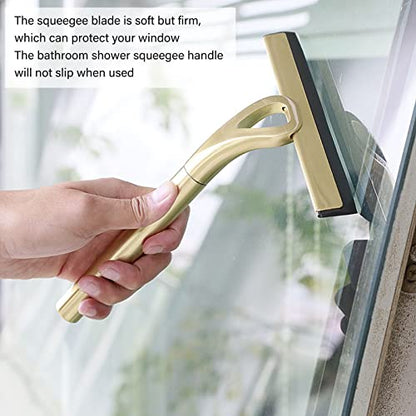 Shower Squeegee for Glass Doors, 8.9 Inch Width Squeegee All Purpose Stainless Steel Squeegee Bathroom Squeegee with Hooks Holder for Window, Mirror, Car Glass