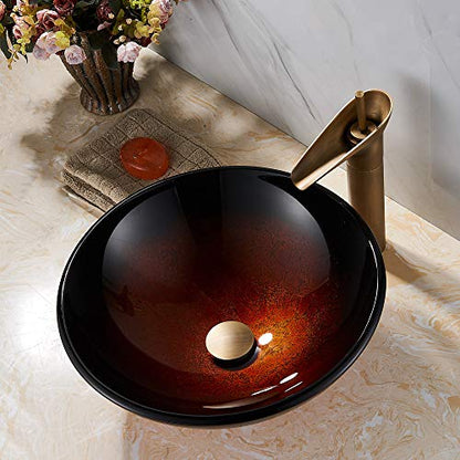 REGALMIX Antique Brass Pop UP Drain, Bathroom Vessel Lavatory Vanity Faucet Sink Stopper, Built-in Anti-Clogging Strainer, Fits Standard American Drain Hole(1-1/2" to 1-3/4"),Without Overflow RWF082S - color: Antique Brass, size: Without Overflow