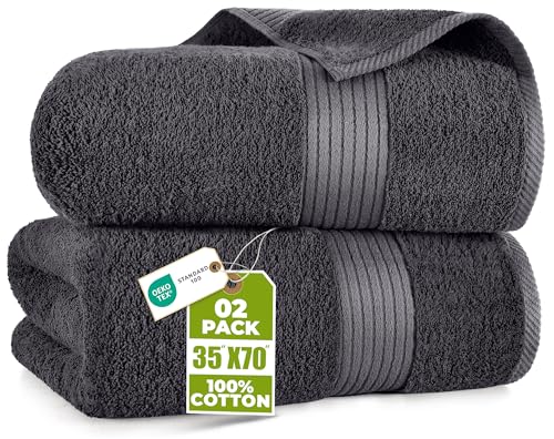 Utopia Towels Extra Large Bath Sheets, 2 Pack, 35x70 In, Cotton, Plum | Soft Lightweight Ring Spun Cotton Shower Towel Set - Highly Absorbent, Quick-Drying, Extra Large Bath Sheets, Durable - color: Grey