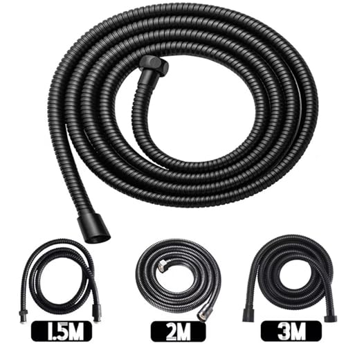 Long Shower Hose Black 1.5m/ 2m /3.0m G1/2 Inch Flexible Shower Hose Stainless Steel Chrome Bathroom Water Head Extension Pipe(Gold,300cm) - color: Gold, size: 300cm