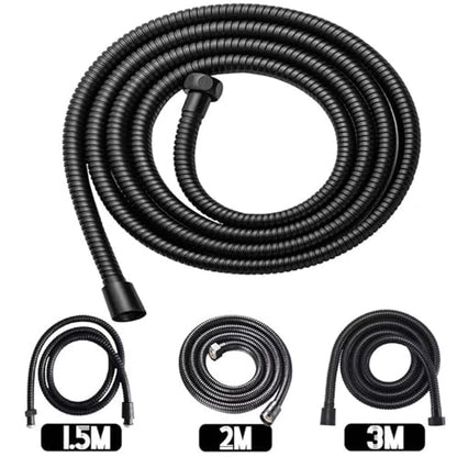 Long Shower Hose Black 1.5m/ 2m /3.0m G1/2 Inch Flexible Shower Hose Stainless Steel Chrome Bathroom Water Head Extension Pipe(Gold,300cm) - color: Gold, size: 300cm
