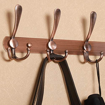 WEBI Coat Rack Wall Mount,Coat Hanger Wall,Coat Hooks Wall Mount,Wall Coat Rack,Hook Rack Rail,5 Triple Hooks for Hanging Coats,Jacket,Clothes,Antique Copper - color: R/Antique Copper, size: 1 Pack