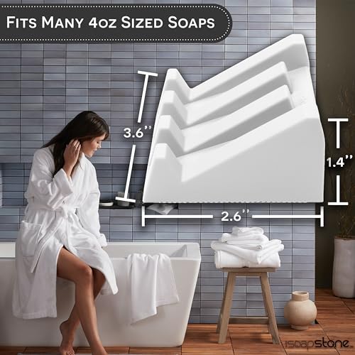 Silicone Soap Dish (USA Patented) Self Draining Bar Soap Holder for Shower Bathroom Sink, Drying Soap Dish Tray Kitchen Sponge Holder Easy Cleaning Soap Saver Mat (Pure White, 2) - color: Pure White, 2