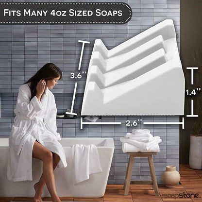 Silicone Soap Dish (USA Patented) Self Draining Bar Soap Holder for Shower Bathroom Sink, Drying Soap Dish Tray Kitchen Sponge Holder Easy Cleaning Soap Saver Mat (Pure White, 2) - color: Pure White, 2