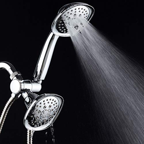AquaDance Luxury Square 48-setting High-Pressure Dual Head/Handheld Shower Spa Combo. Extra-Long 72" Stainless Steel Hose, 3-way Flow Diverter, All-Chrome Finish. - color: Chrome
