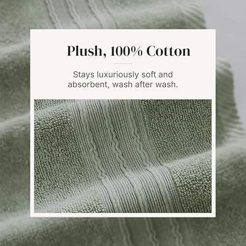 Modern Threads 6 Piece Bath Towel Set – Bathroom Set with 2 Bath Towels, 2 Hand Towels, and 2 Wash Cloths – 100% Cotton, Super Absorbent & Extra Soft – Reversible Floral Trail (Sage Green) - color: Sage Green