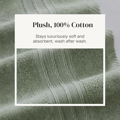 Modern Threads 6 Piece Bath Towel Set – Bathroom Set with 2 Bath Towels, 2 Hand Towels, and 2 Wash Cloths – 100% Cotton, Super Absorbent & Extra Soft – Reversible Floral Trail (Sage Green) - color: Sage Green