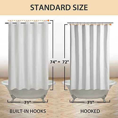River Dream No Hook Hotel Cloth Shower Curtain Microfiber - Waterproof Soft Washable Fabric Shower Curtain or Liner with Magnets, White, Standard Size - color: White, size: 71"W x 74"L (Pack of 1)