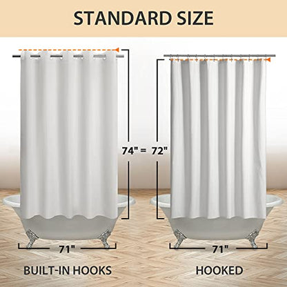 River Dream No Hook Hotel Cloth Shower Curtain Microfiber - Waterproof Soft Washable Fabric Shower Curtain or Liner with Magnets, White, Standard Size - color: White, size: 71"W x 74"L (Pack of 1)
