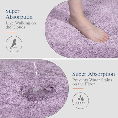 Walensee Bathroom Contour Rug (20x24, Lavender) Non Slip Bath Mat Water Absorbent Soft Microfiber Shaggy Bath Mat Machine Washable Bath Rug U Shape Toilet Rug - color: Lavender, size: 20"x24" Contour Rug
