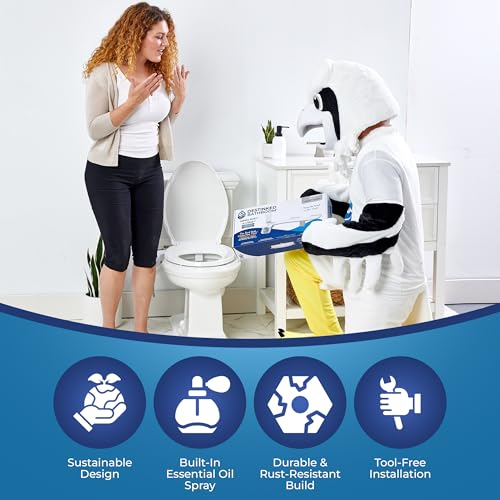 Toilet Seat Bidet Attachment – Smart Bidet Toilet Seat Elongated with Dual Nozzles, Bidet Attachment for Toilet Normal Water, Non-Electric Bidet Sprayer with Essential Oil Spray, by Destinked Bathroom