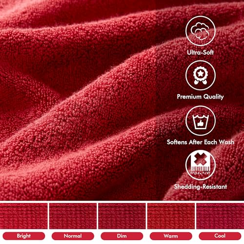 Madison Park 800GSM 100% Cotton Bathroom Bath Towel Set of 8, Bright Red | Long Staple, Highly Absorbent, Durable Hotel Spa Quality, Quick Dry, Double Stitched Hems, Lint Reducing, OEKO-TEX Certified - color: Bright Red, size: Multi-Sizes