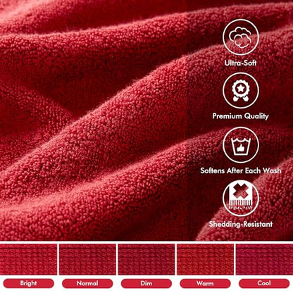 Madison Park 800GSM 100% Cotton Bathroom Bath Towel Set of 8, Bright Red | Long Staple, Highly Absorbent, Durable Hotel Spa Quality, Quick Dry, Double Stitched Hems, Lint Reducing, OEKO-TEX Certified - color: Bright Red, size: Multi-Sizes