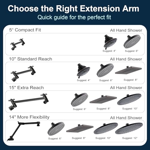 BRIGHT SHOWERS Brass Shower Head Extension Arm for Rain and Handheld Shower Head, 10 Inch Universal Shower Arm Extender, Height & Angle Adjustable, Oil-Rubbed Bronze - color: Oil Rubbed Bronze, style: 10 Inch