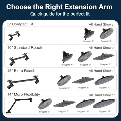 BRIGHT SHOWERS Brass Shower Head Extension Arm for Rain and Handheld Shower Head, 10 Inch Universal Shower Arm Extender, Height & Angle Adjustable, Oil-Rubbed Bronze - color: Oil Rubbed Bronze, style: 10 Inch