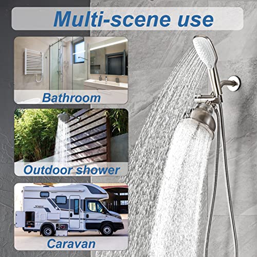 3 Way Shower Diverter Valve with Hand Shower Holder, G1/2 Shower Head Splitter, Shower Arm Diverter, Bathroom Universal Shower System Replacement Part (Brushed) - color: Brushed