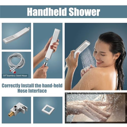 Aolemi Shower Faucet Set with Tub Filler Handheld 8" Head Polish Chrome | Shower Valve and Trim Kit,Handheld Spray,Tub Spout,Single Handle,SUS304,Bathroom Mixer for Remodeling - color: Chrome, size: 8 Inch Shower Head