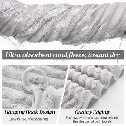 4 Pcs Extra Large Bath Towel 40x80'',Gray - color: Gray